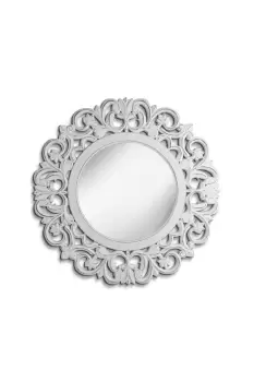 Caterham Embossed Round Wall Mirror 60 x 60cm White