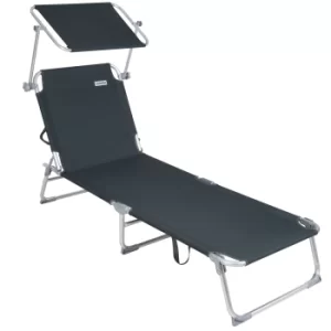 Sun Lounger Ibiza Grey Aluminium with Sun Shade