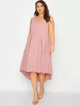 Yours London High Low V Neck Dress - Pink, Size 22, Women