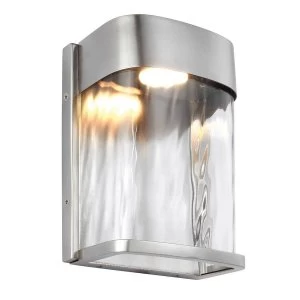 LED 1 Light Outdoor Small Wall Light Painted Brushed Steel IP44