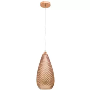 Fremont 18cm Dome Pendant Ceiling Light Rose Gold Glass, Metal LED E27 - Merano