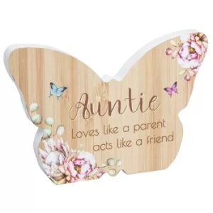 Vintage Floral Butterfly Plaque Auntie