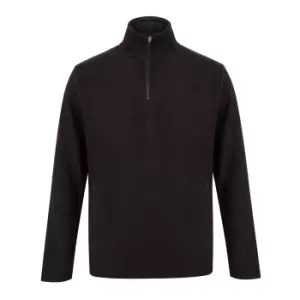 Henbury Mens Zip Neck Micro Fleece Top (4XL) (Black)