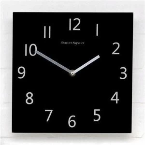 Wall Clock Square Black Face