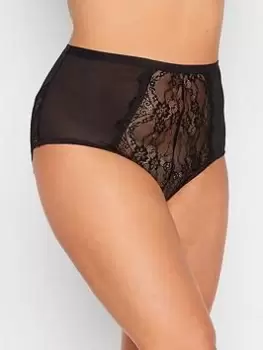 Yours Lace Panel Full Briefs Black, Size 14-16, Women