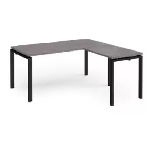 Adapt desk 1600mm x 800mm with 800mm return desk - Black frame and grey oak top