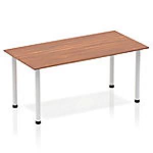 Impulse Straight Table 1600 Walnut Post Leg Silver