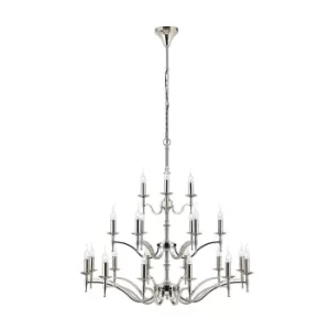 Stanford 21 Light Chandelier Polished Nickel Plate Finish, E14