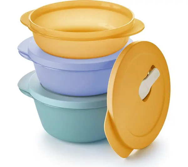 TUPPERWARE 3 Piece Medium Bowl Set - Green, Blue, Orange