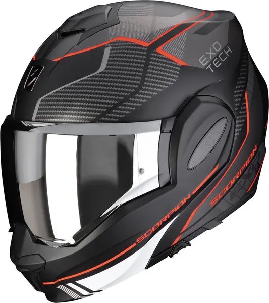 Scorpion Exo-Tech Evo Animo Matt Black-Red Modular Helmet XL