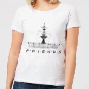 Friends Fountain Sketch Womens T-Shirt - White - 4XL