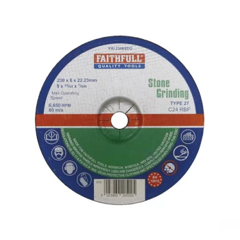 Faithfull FAI2306SDG Depressed Centre Stone Grinding Disc 230 x 6 ...