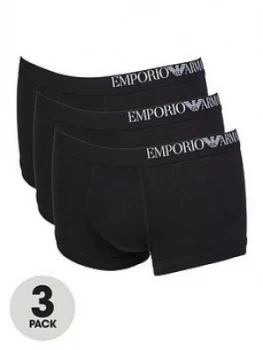 Emporio Armani 3 Pack Stretch Cotton Trunks Black Size L Men