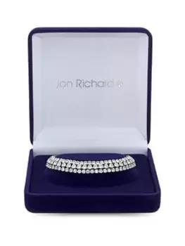 Jon Richard Silver Plated Multi Row Crystal Tennis Bracelet - Gift Boxed