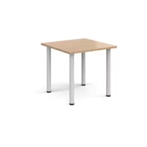 Rectangular white radial leg meeting table 800mm x 800mm - beech