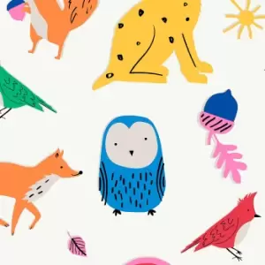 Joules Kids Country Critters Heroes White and Rainbow Wallpaper