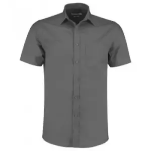 Kustom Kit Mens Short Sleeve Tailored Poplin Shirt (17) (Graphite)