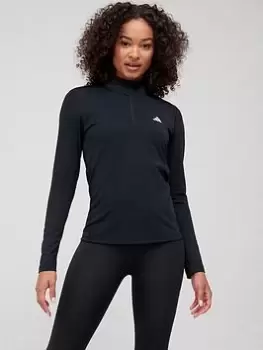 adidas Tech Fit Train Quarter Zip Long Sleeve Top - Black/White, Size L, Women