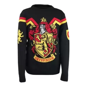 Harry Potter Unisex Adult Gryffindor Christmas Jumper (XXL) (Black/Red/Yellow)