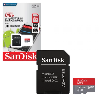 SanDisk Mobile Ultra Micro SD SDXC Memory Card UHS-1 A1 100MB/s with Full Size SD Card Adapter - 128GB