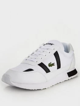 Lacoste Boys Partner 0120 Lace Trainer, White/Black, Size 5 Older