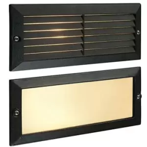 IP44 E27 LED Full Brick Accent Light Louvre Grill Supplied BLACK & Frosted Glass