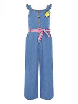 Monsoon Girls Delilah Denim Jumpsuit - Blue, Size 5 Years, Women