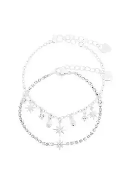 Lipsy Silver Celestial Charm Bracelet, Silver, Women