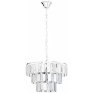 Loops - Pendant Ceiling Light Colour Chrome Shade Clear Crystal Bulb E14 5x40W