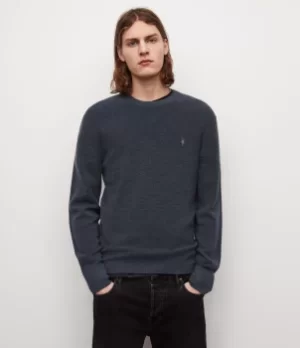 AllSaints Mens Ivar Merino Crew Jumper, Hazed Blue Marl, Size: L