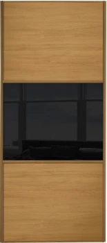 Wickes Sliding Wardrobe Door Wideline Oak Panel and Black Glass - 2220 x 762mm