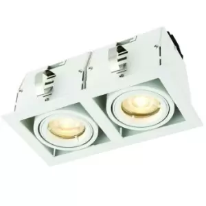 Double Square Adjustable Head Ceiling Spotlight Matt White GU10 7W Box Downlight