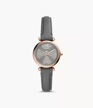 Fossil Women Carlie Mini Three-Hand Grey Leather Watch