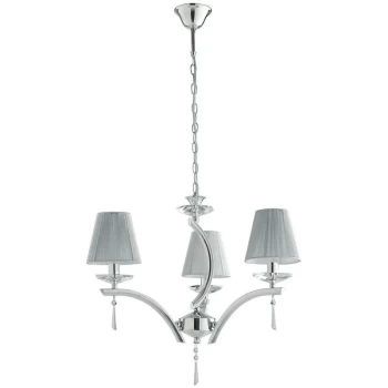 Fan Europe Lighting - Fan Europe ORCHESTRA 3 Light Chandeliers with Shades Chrome, K9 Crystals With Fabric 60x50cm