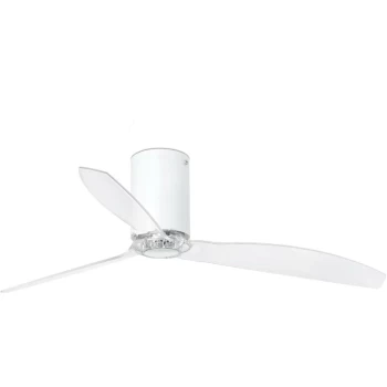 Faro Mini Medium Ceiling Fan with / without Light Matt White, Clear