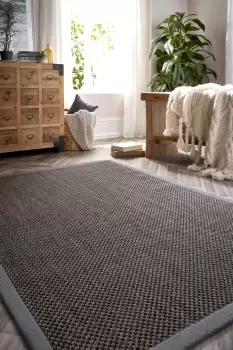 Sisal Rug Dark Grey with Grey Border 200x290