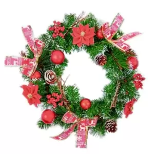 Premier Christmas Dressed Wreath (40cm) (Red)