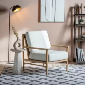 Odesa Cream Rattan Accent Chair with Soild Wood Frame - Caspian House