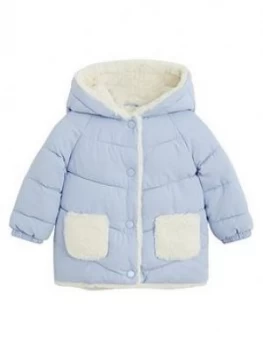 Mango Baby Unisex Quilted Hooded Ears Coat - Light Blue