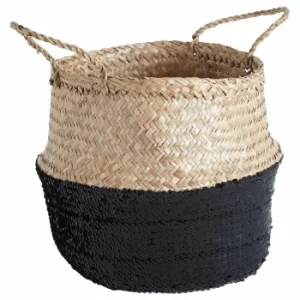 Seagrass Basket Natural Top Small, black