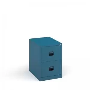 Steel 2 drawer contract filing cabinet 711mm high - blue