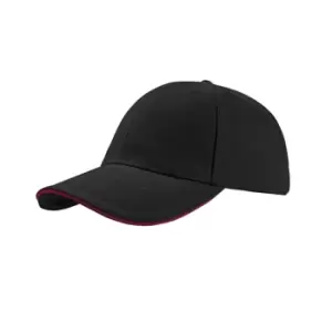 Atlantis Liberty Sandwich Heavy Brush Cotton 6 Panel Cap (One Size) (Black/Red)