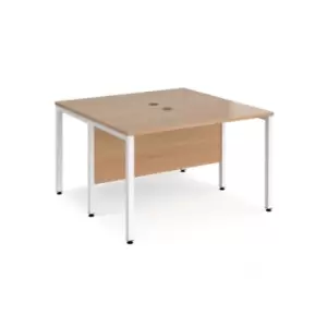 Office Desk 2 Person Rectangular Desk 1200mm Beech Tops With White Frames 1200mm Depth Maestro 25