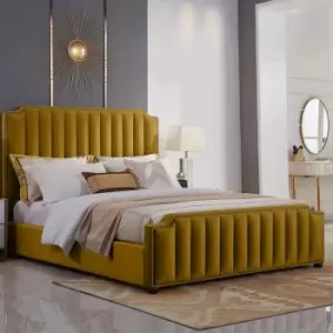 Envisage Trade - Klara Upholstered Beds - Plush Velvet, King Size Frame, Mustard - Mustard