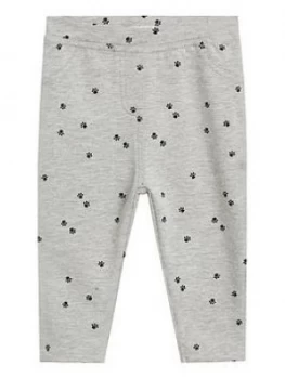 Mango Baby Girls Print Leggings - Grey Marl, Size 12-18 Months