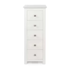 Nairn Narrow White 5 Drawer Chest, white