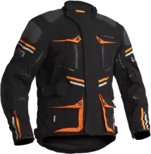 Lindstrands Sunne Waterproof Motorcycle Textile Jacket, black-orange, Size 58, black-orange, Size 58