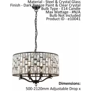 Loops - Ceiling Pendant Light Dark Bronze Paint & Clear Crystal 8 x 40W E14