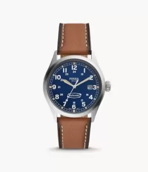 Fossil Men Defender Solar-Powered Luggage Eco Leather Watch