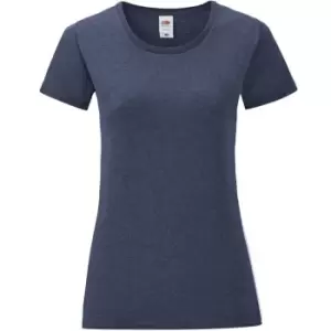 Fruit Of The Loom Girls Iconic T-Shirt (7-8 Years) (Heather Navy)